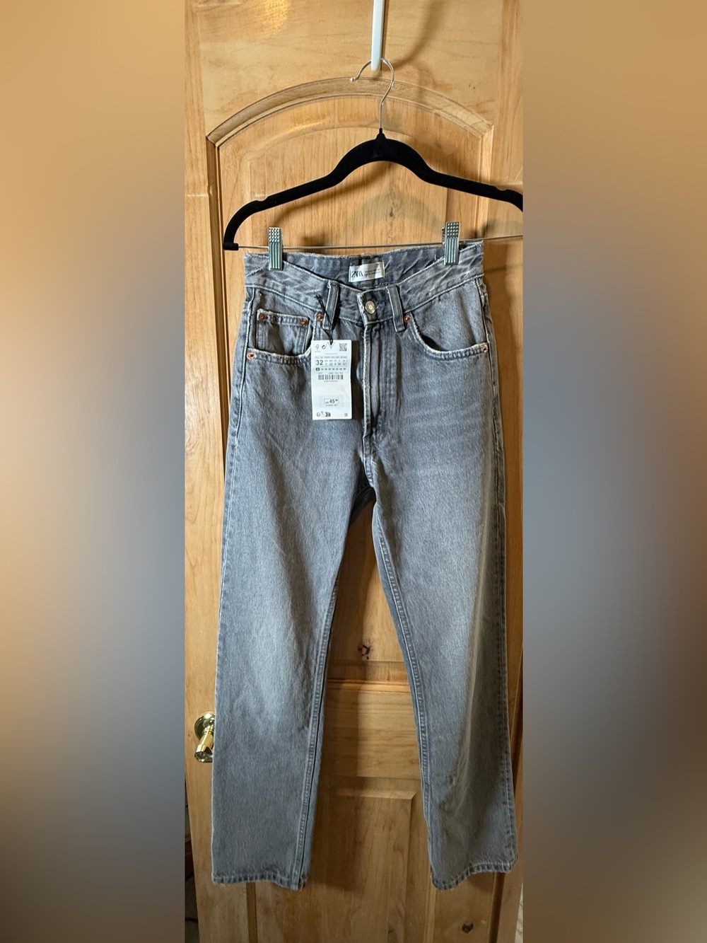 NWT Zara high rise straight leg jeans gray wash size 0